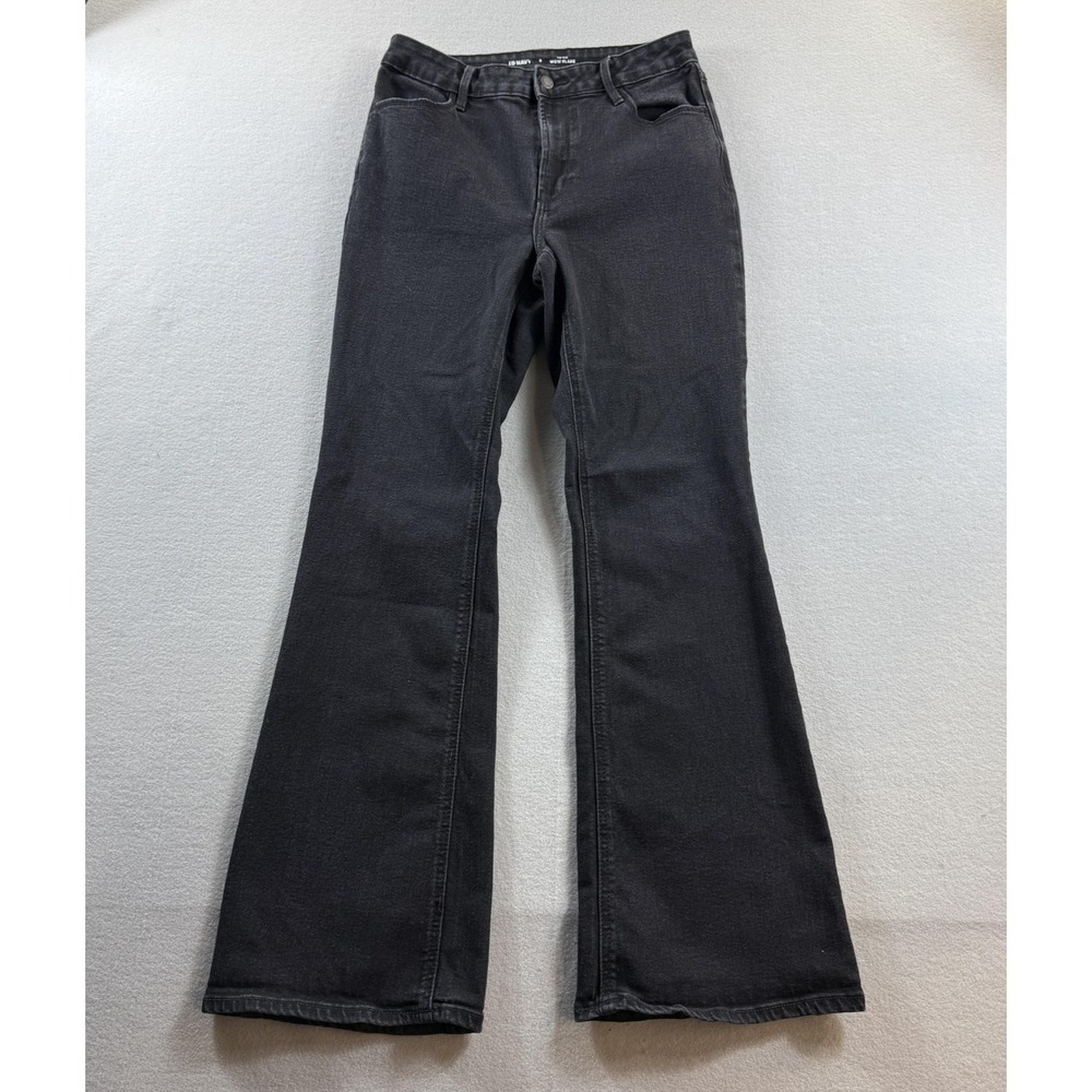 Old Navy Wow Flare Jeans Womens 8 Gray Charcoal Wash Mid Rise Stretch 28x29‎
